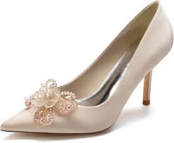 Scarpe da Sposa Avorio con Tacco Alto e Fiore