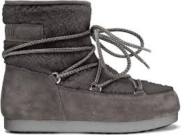 Moon Boot Donna Tecnica Far Side: Stivaletti Bassi in Pelliccia Sintetica - Anthracite