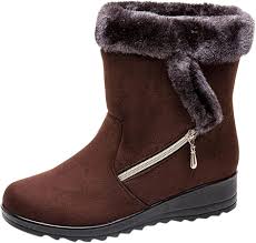 Stivali Chelsea Invernali Flock per Donna con Tacco Wedge