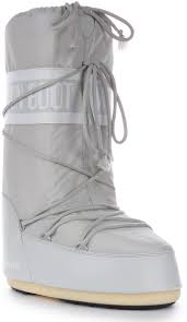 Stivali Donna Moon Boot Grigi con Stampa e Lacci