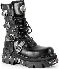 Stivali Biker Goth New Rock 373 S4 in Pelle Metallizzata Nera